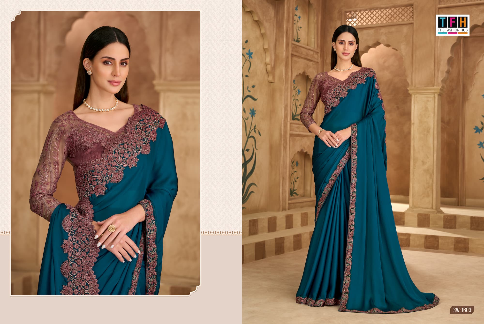 Blue Silk Georgette Saree