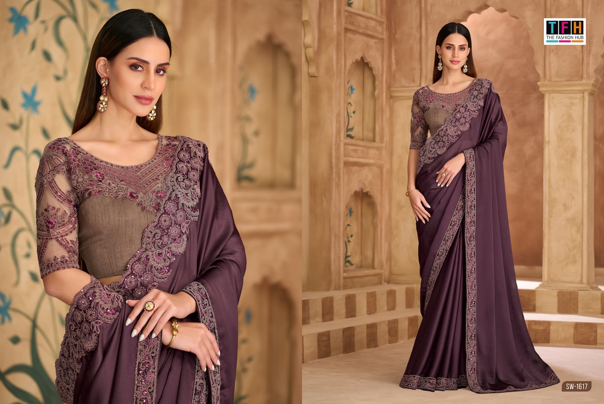 Slate Silk Georgette Saree
