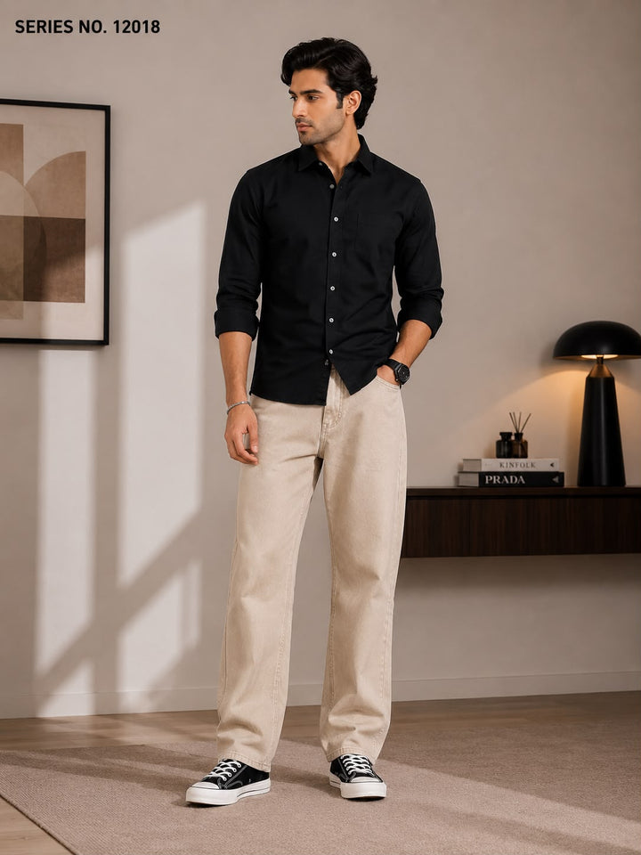 YJ FASHION Men's Relaxed Fit Mid Rise Mid Blue Jeans