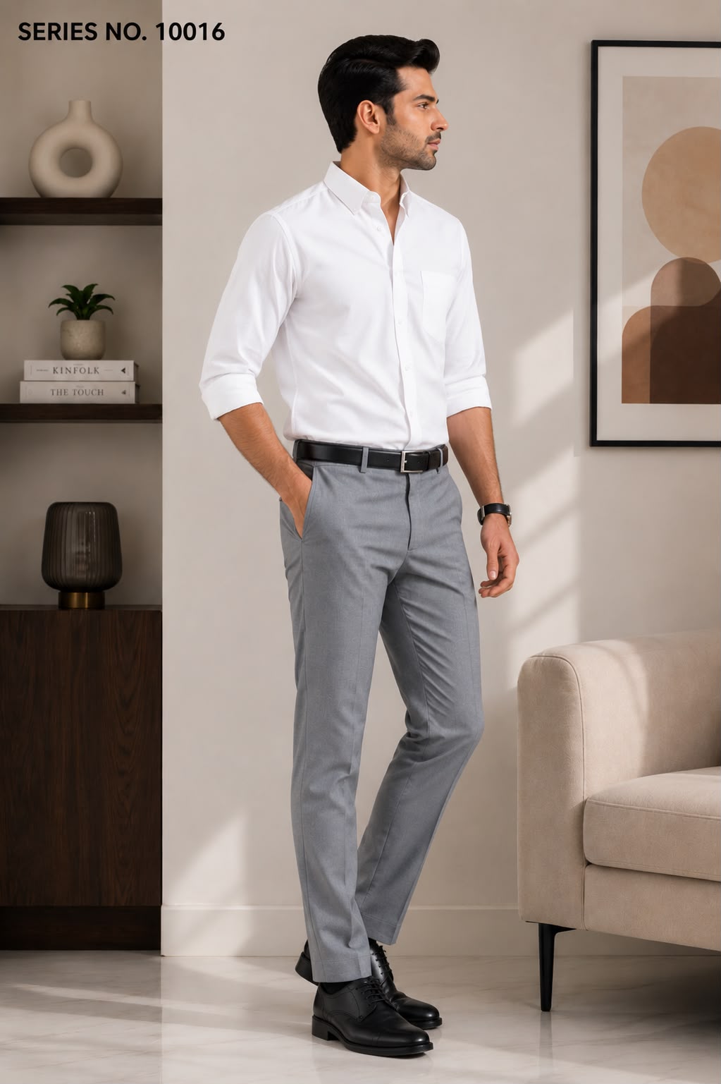 YJ FASHION Men's Slim Fit Full Sleeve Solid White Formal Shirt