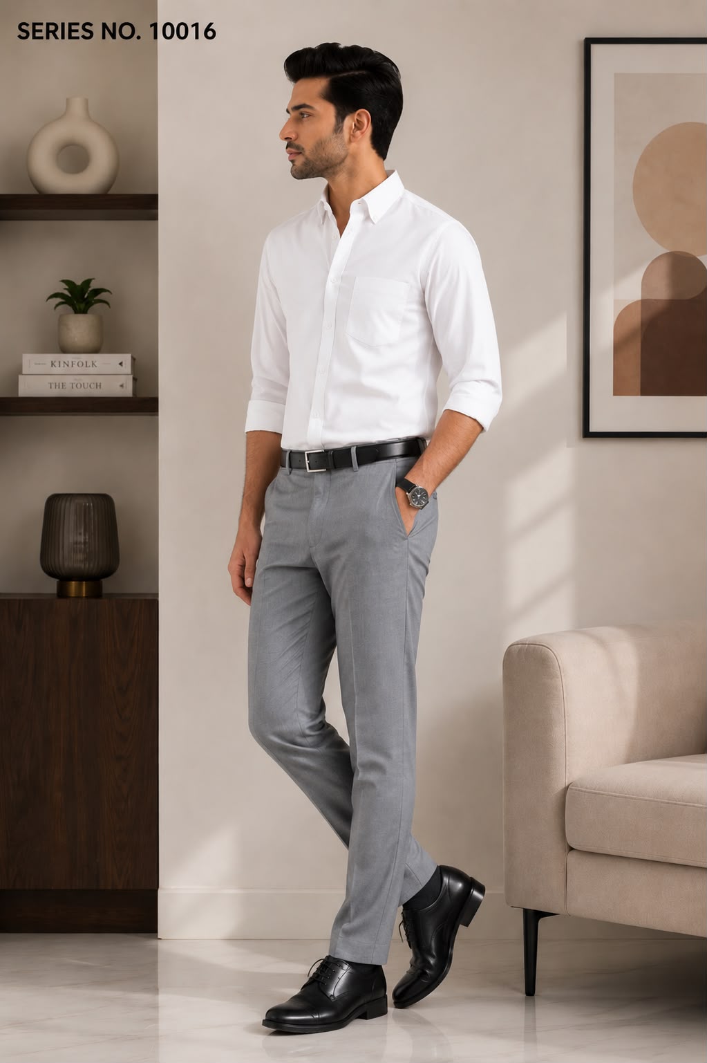 YJ FASHION Men's Slim Fit Full Sleeve Solid White Formal Shirt