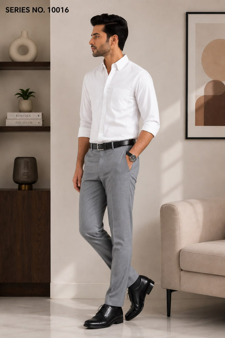 YJ FASHION Men's Slim Fit Full Sleeve Solid White Formal Shirt