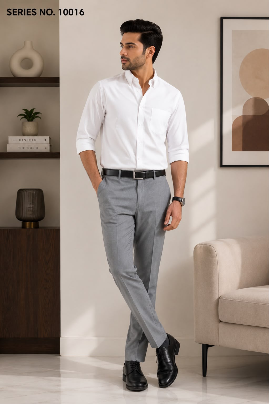 YJ FASHION Men's Slim Fit Full Sleeve Solid White Formal Shirt