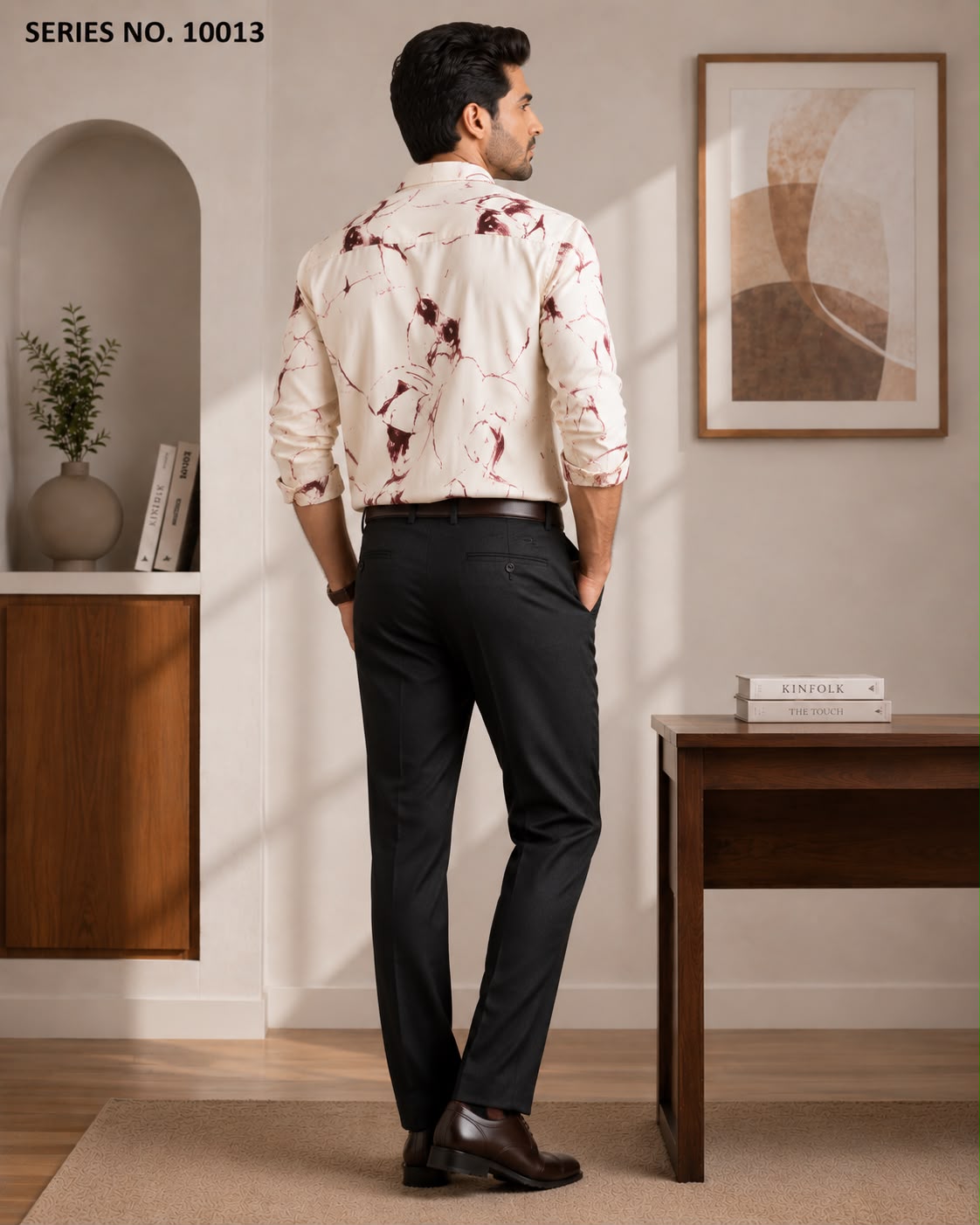 YJ FASHION Men's Regular Fit Full Sleeve Cream Printed Party Shirt
