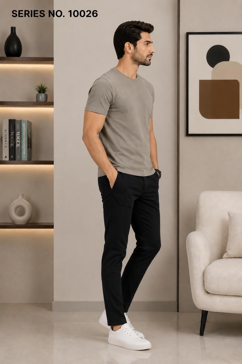 YJ FASHION Men's Slim Fit Half Sleeve Solid Grey Round Neck T-Shirt