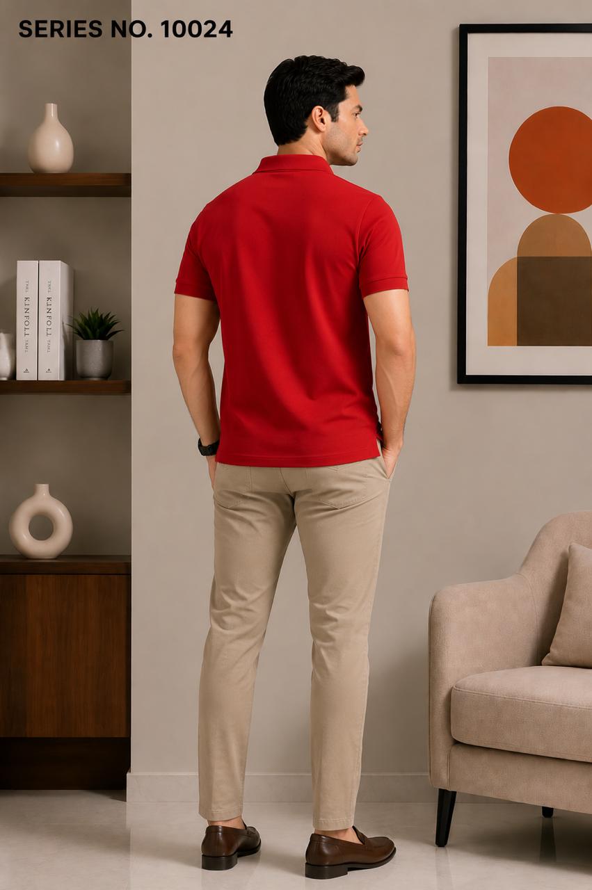 YJ FASHION Men's Slim Fit Half Sleeve Red Printed Polo T-Shirt