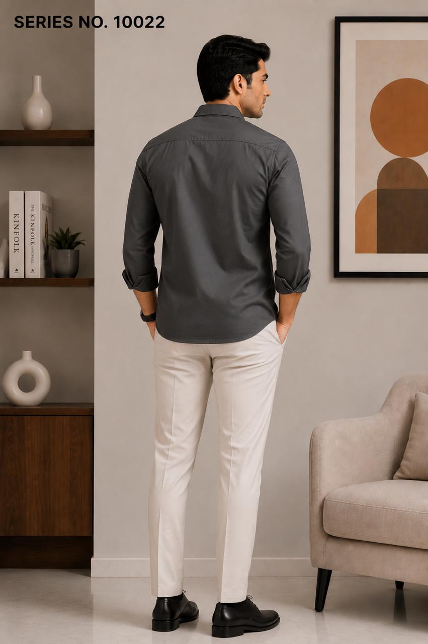 YJ FASHION Men's Regular Fit Full Sleeve Charcoal Grey Cargo Shirt