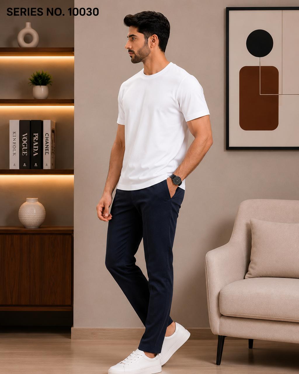 YJ FASHION Men's Regular Fit Half Sleeve Solid White Round Neck T-Shirt