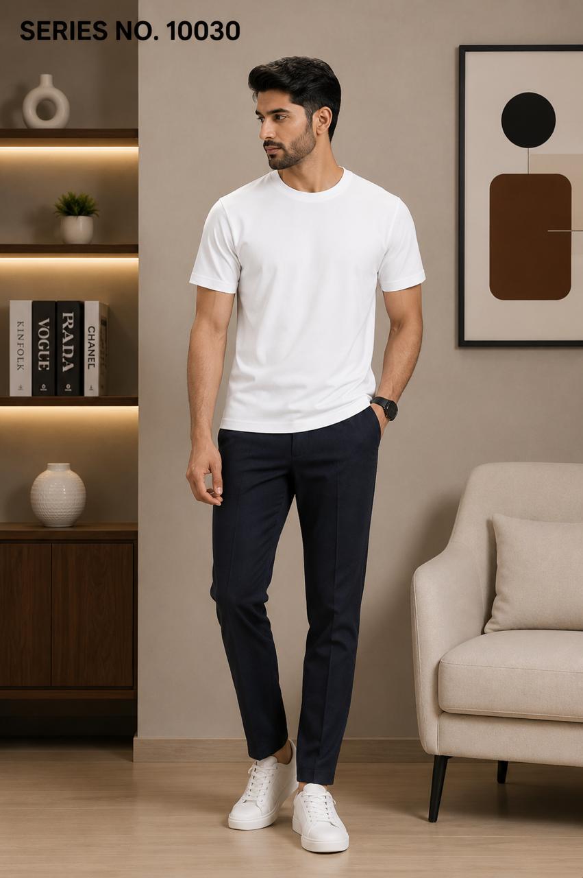 YJ FASHION Men's Regular Fit Half Sleeve Solid White Round Neck T-Shirt