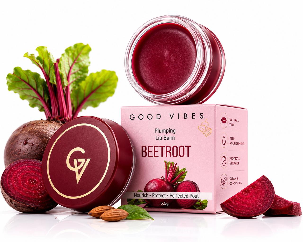 Good Vibes Beetroot Lip Balm – New & Improved, Plumping & Tinted, 5.5g
