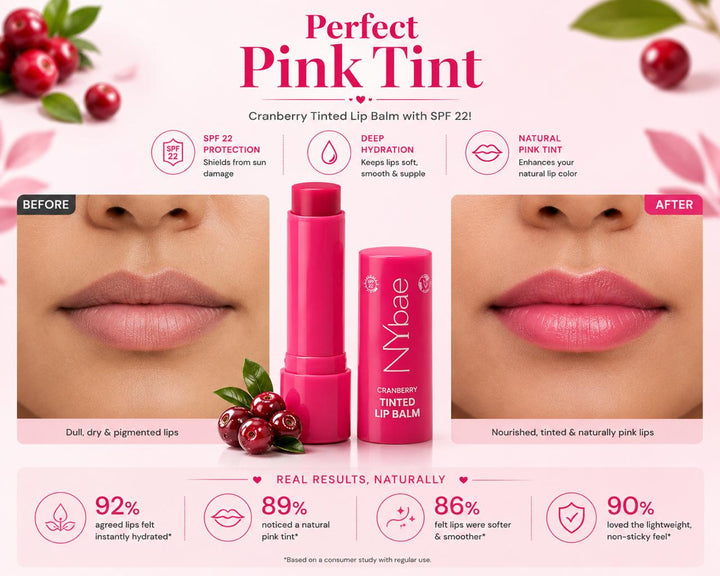 NY Bae Cranberry Tinted Lip Balm – Perfect Pink Tint with SPF 22
