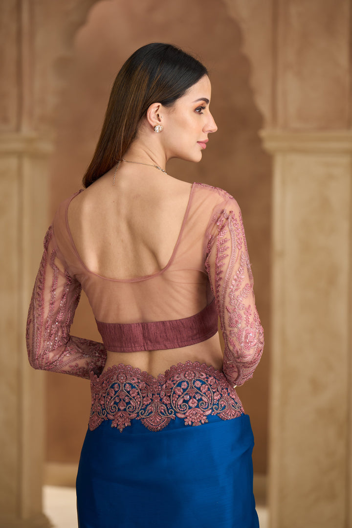 Blue Silk Georgette Saree