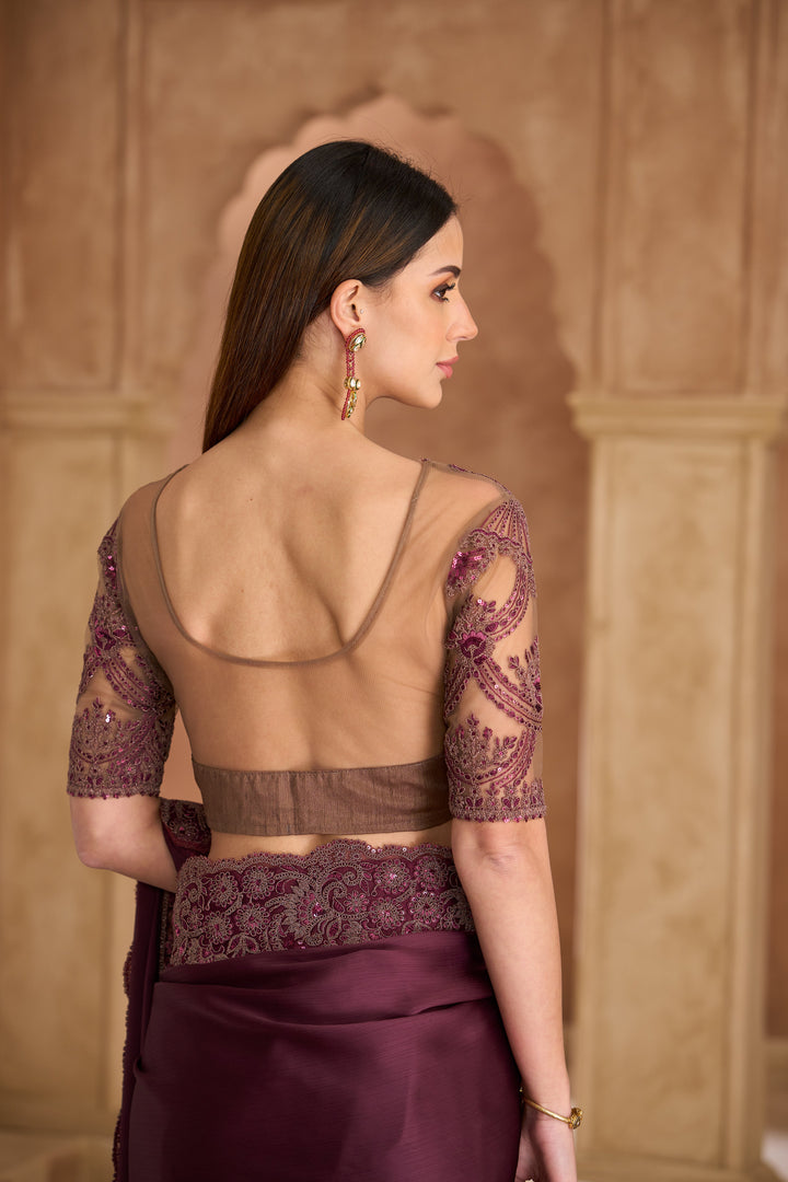 Slate Silk Georgette Saree