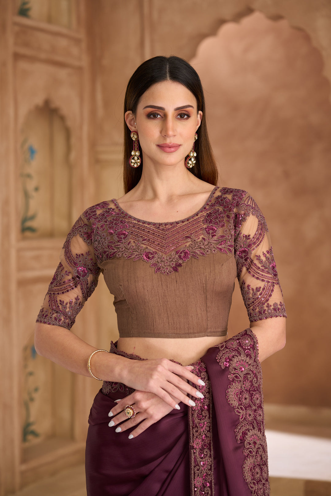 Slate Silk Georgette Saree