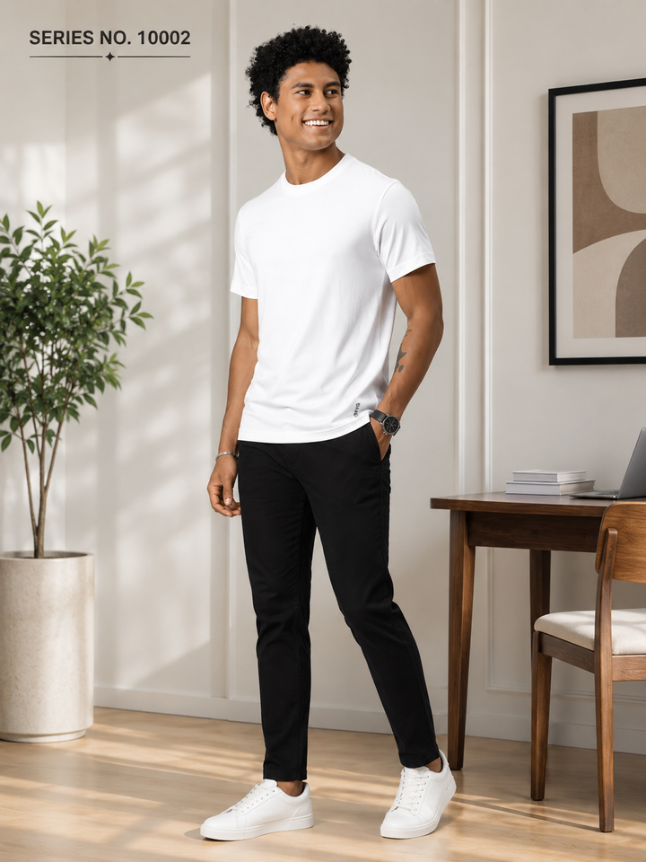 YJ FASHION Men's Solid Round Neck Cotton T-Shirt