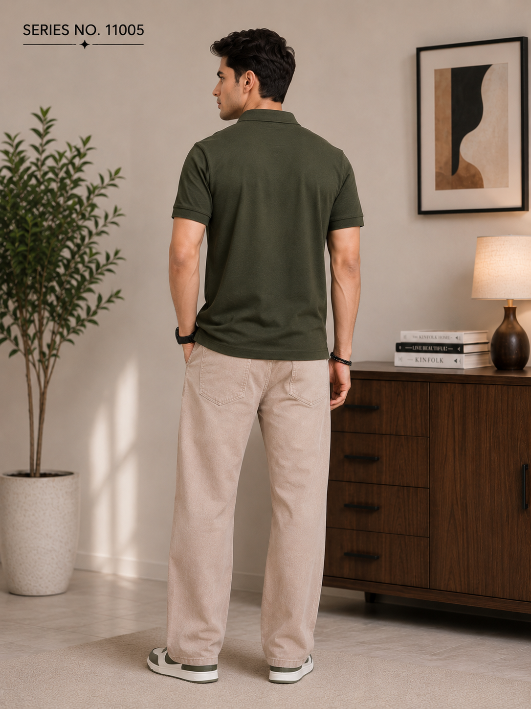 YJ FASHION Men's Solid Cotton Polo Collar T-Shirt