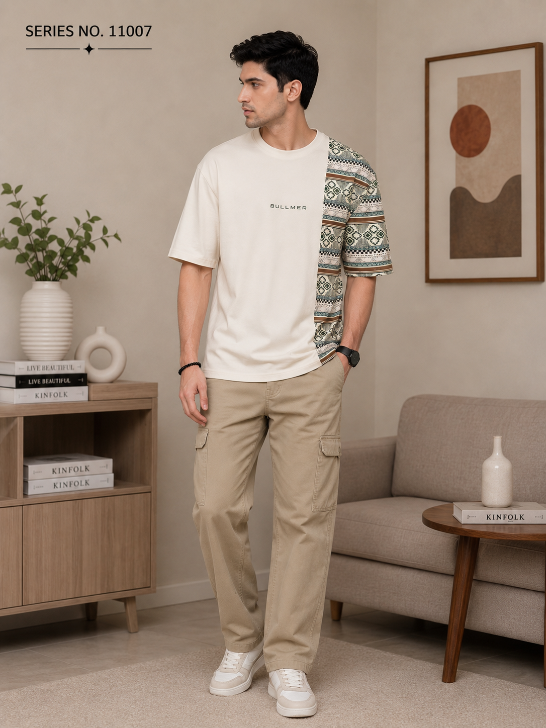 YJ FASHION Men's Oversized Tribal Panel Printed Cotton T-Shirt