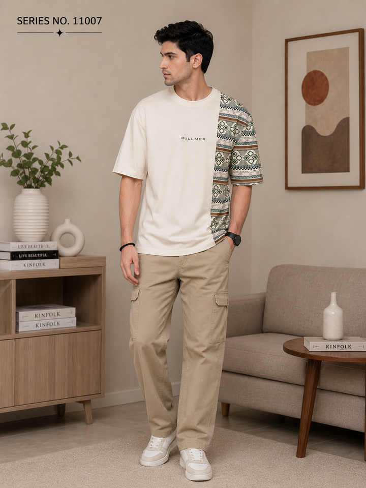 YJ FASHION Men's Oversized Tribal Panel Printed Cotton T-Shirt