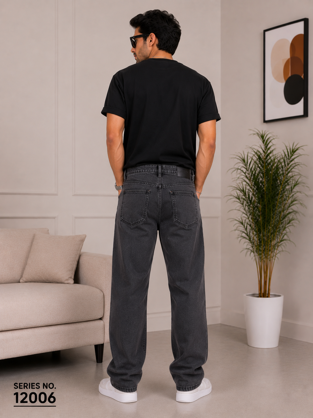YJ FASHION Men's Straight Fit Mid Rise Charcoal Grey Jeans