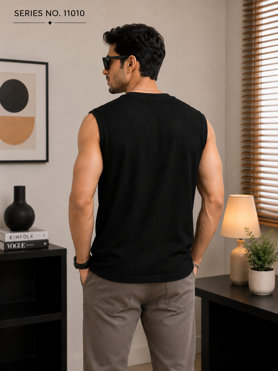 YJ FASHION Men's Sleeveless Textured Cotton Round Neck Vest
