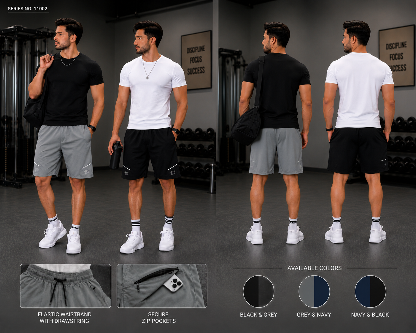 YJ FASHION Men's Premium Cotton Printed Gym Shorts