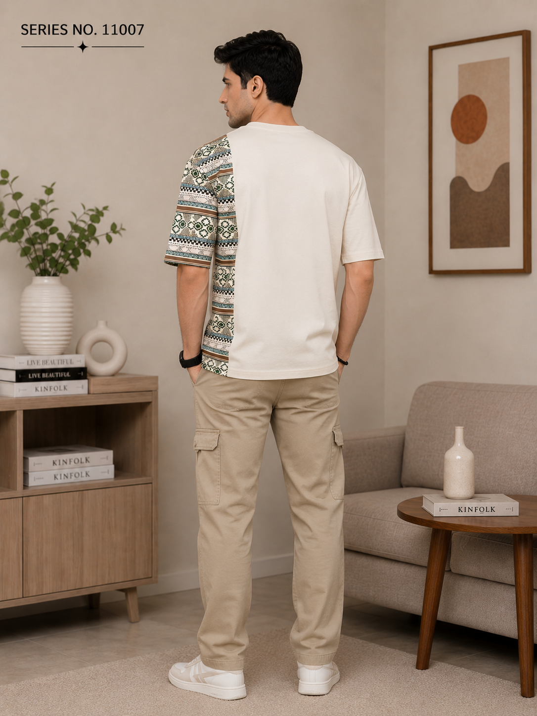 YJ FASHION Men's Oversized Tribal Panel Printed Cotton T-Shirt