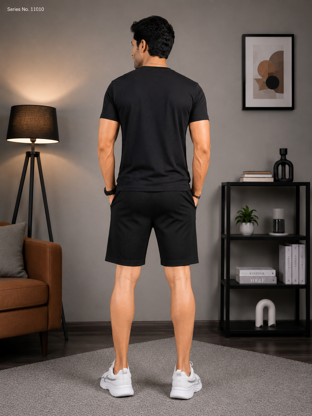 YJ FASHION Men's Waffle Knit Casual Shorts With Drawstring