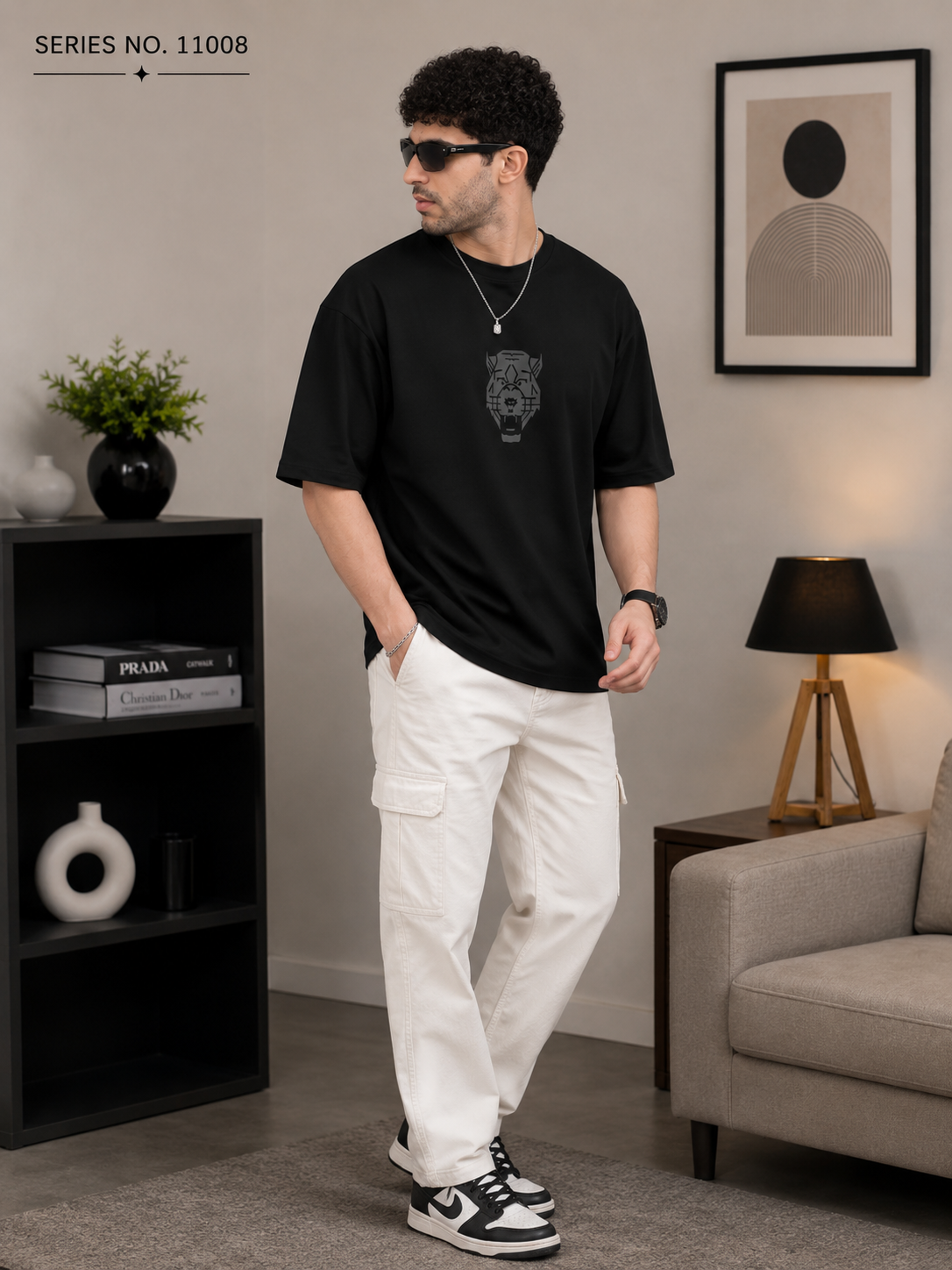 YJ FASHION Men's Oversized Graphic Print Round Neck T-Shirt