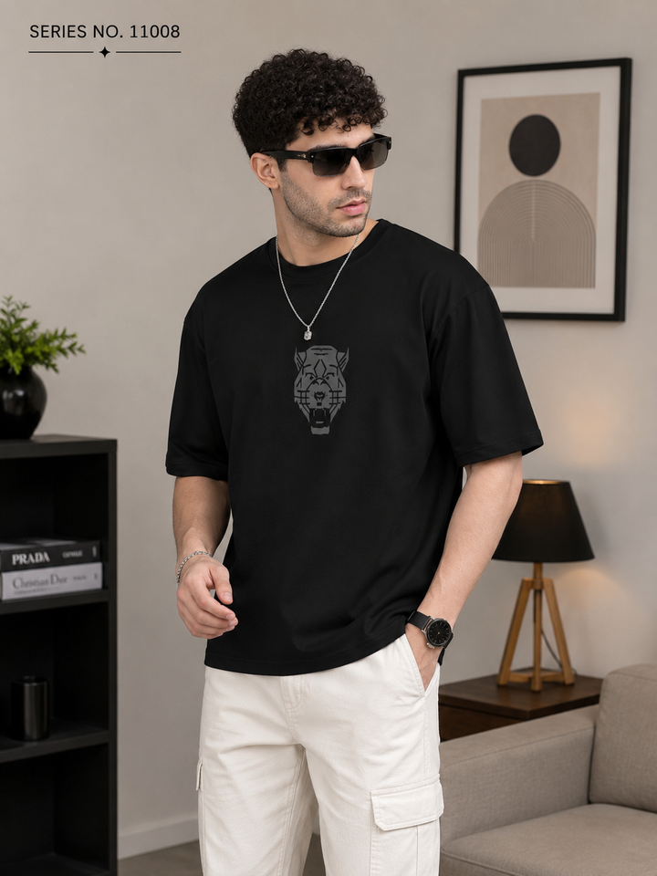 YJ FASHION Men's Oversized Graphic Print Round Neck T-Shirt