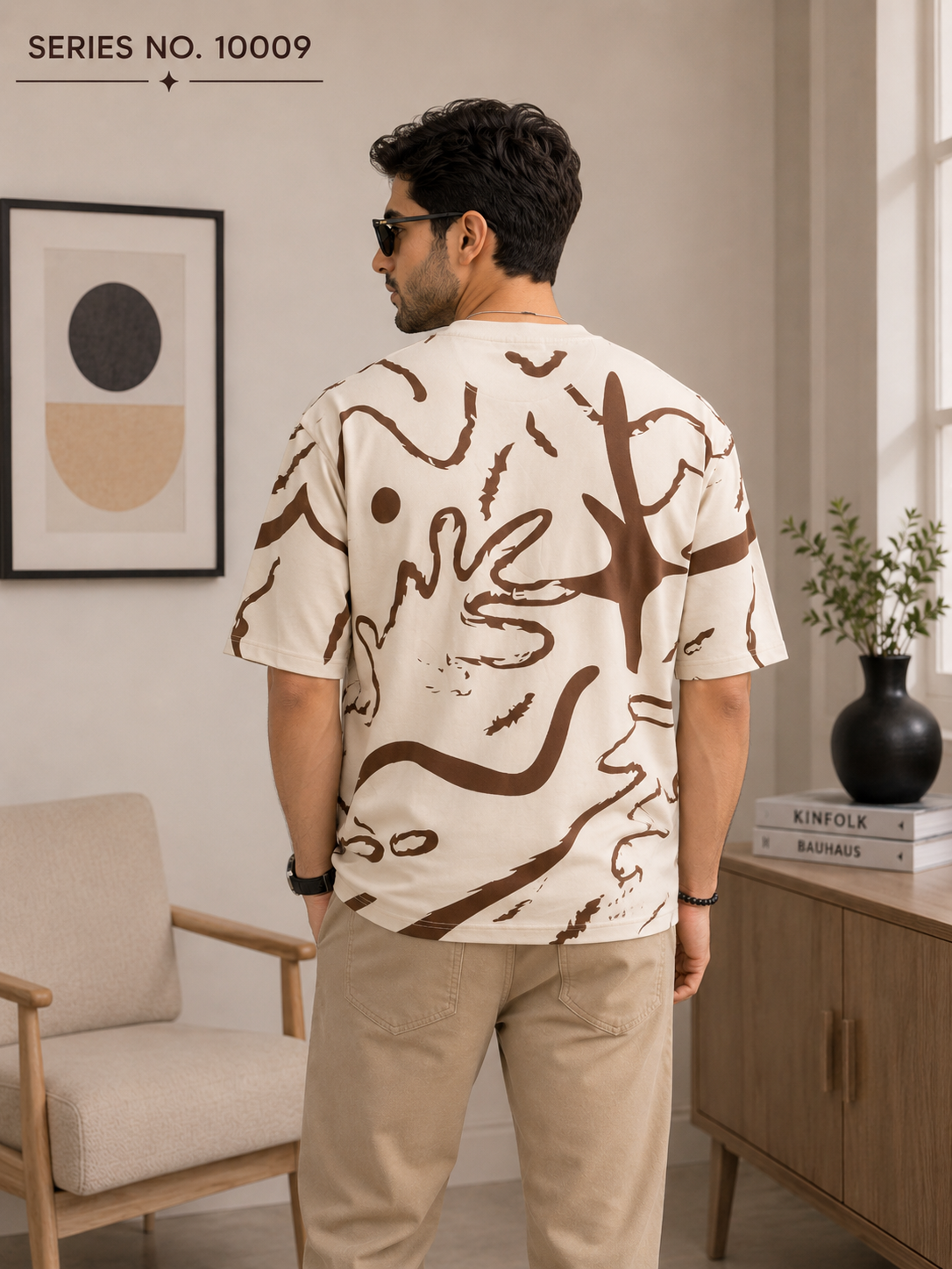 YJ FASHION Men's Relaxed Fit Abstract Print Cotton T-Shirt