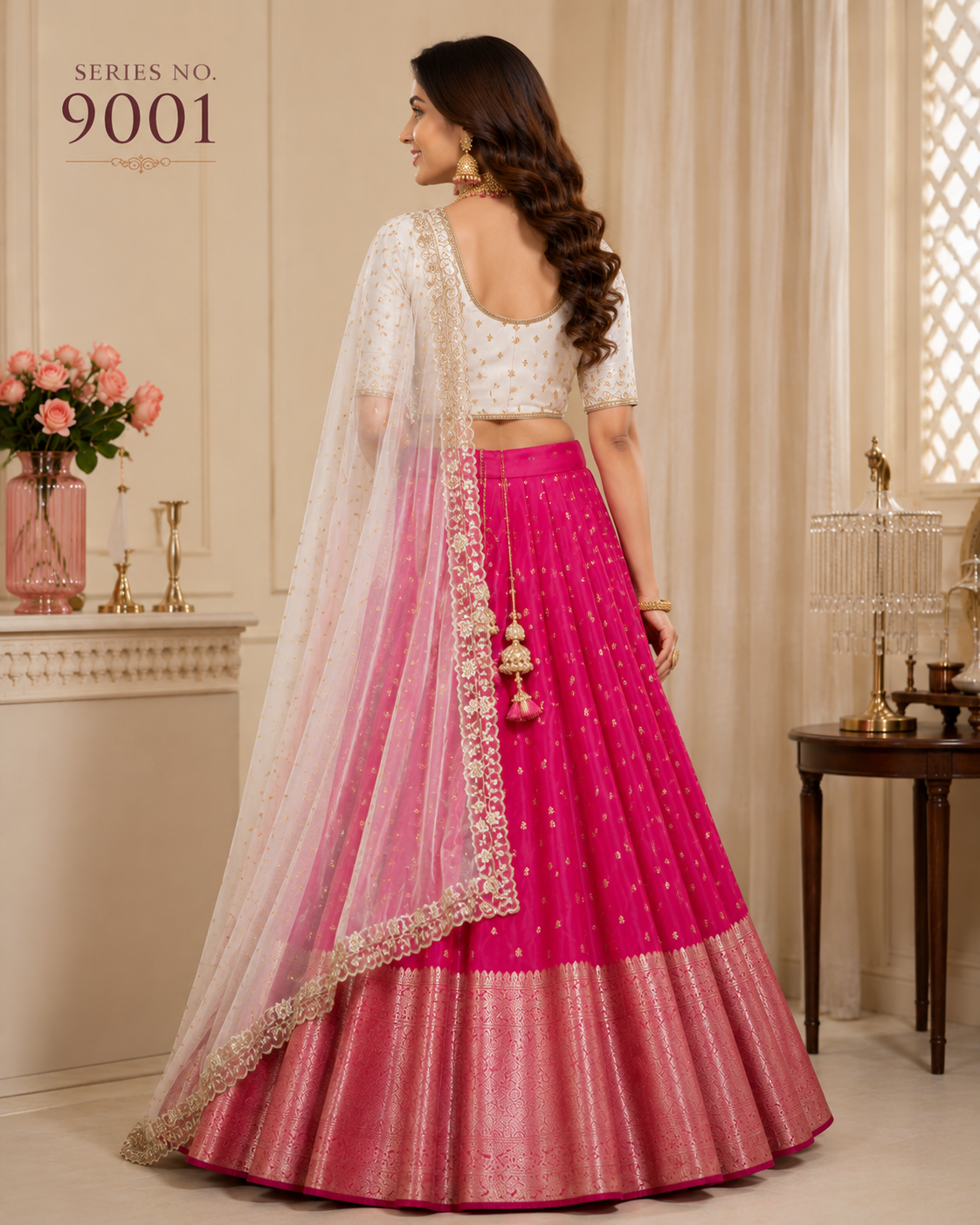 YJ FASHION Pink Banarasi Silk Lehenga Choli With Embroidered Dupatta