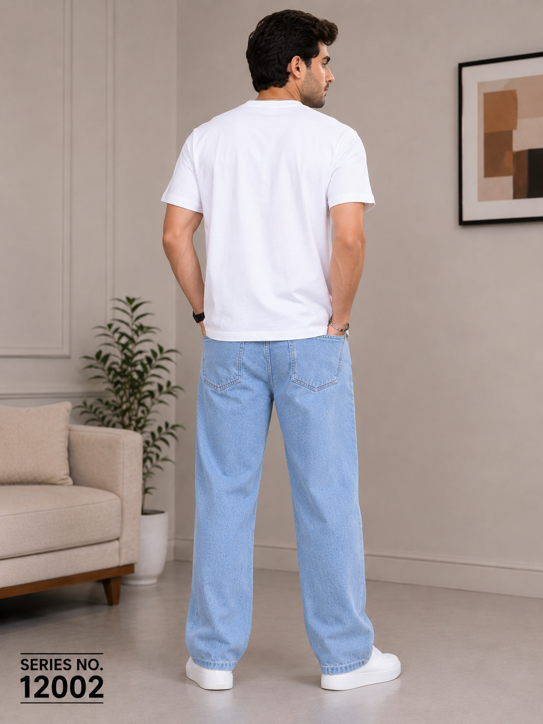 YJ FASHION Men's Relaxed Fit Light Wash Baggy Jeans