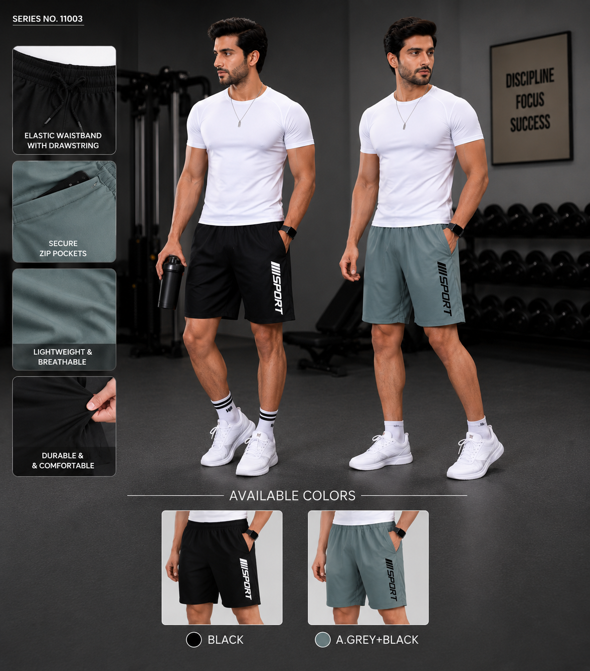 YJ FASHION Men's Sport Print Dry Fit Regular Shorts Combo