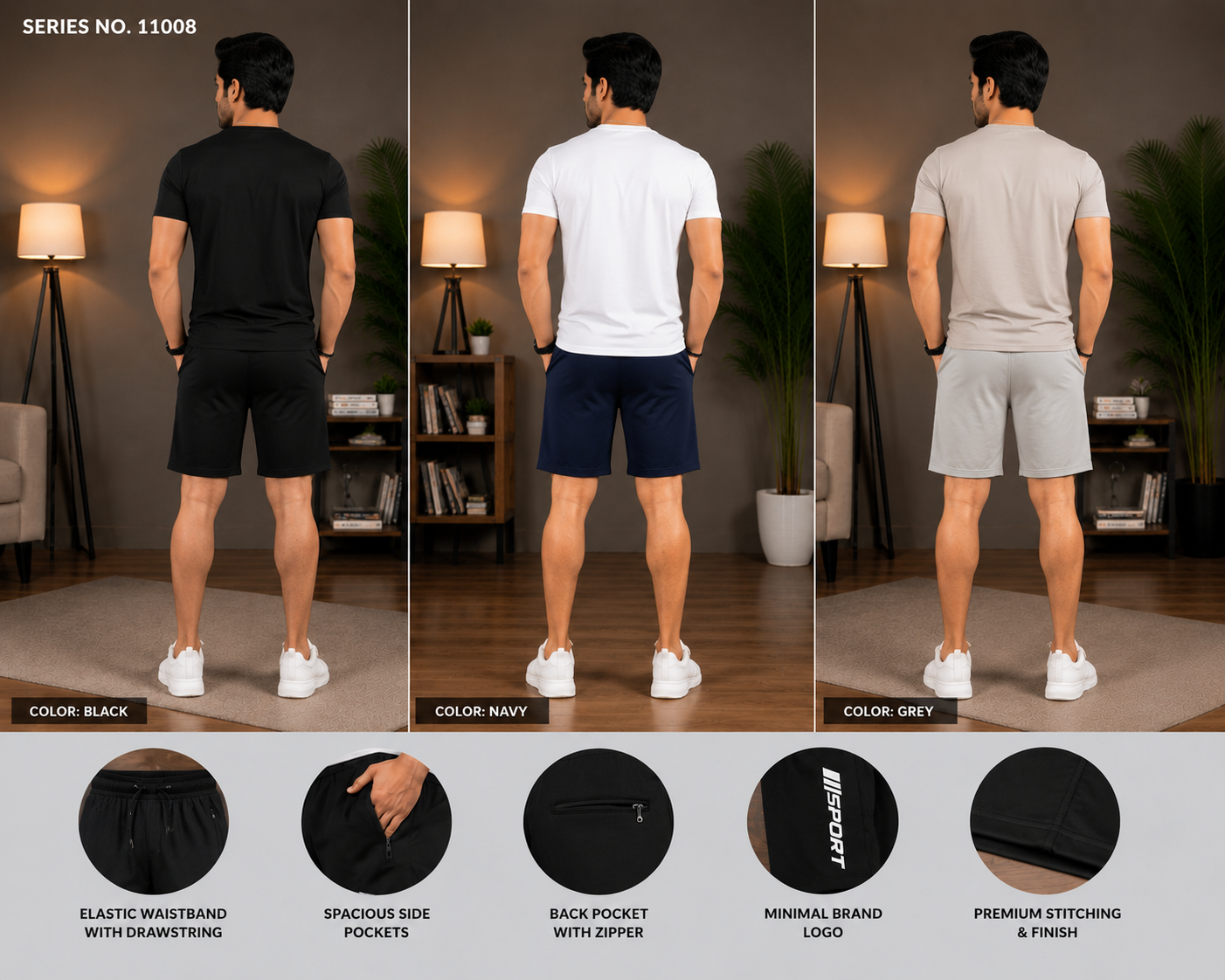 YJ FASHION Men's Sport Print Dry Fit Shorts Pack Of 3
