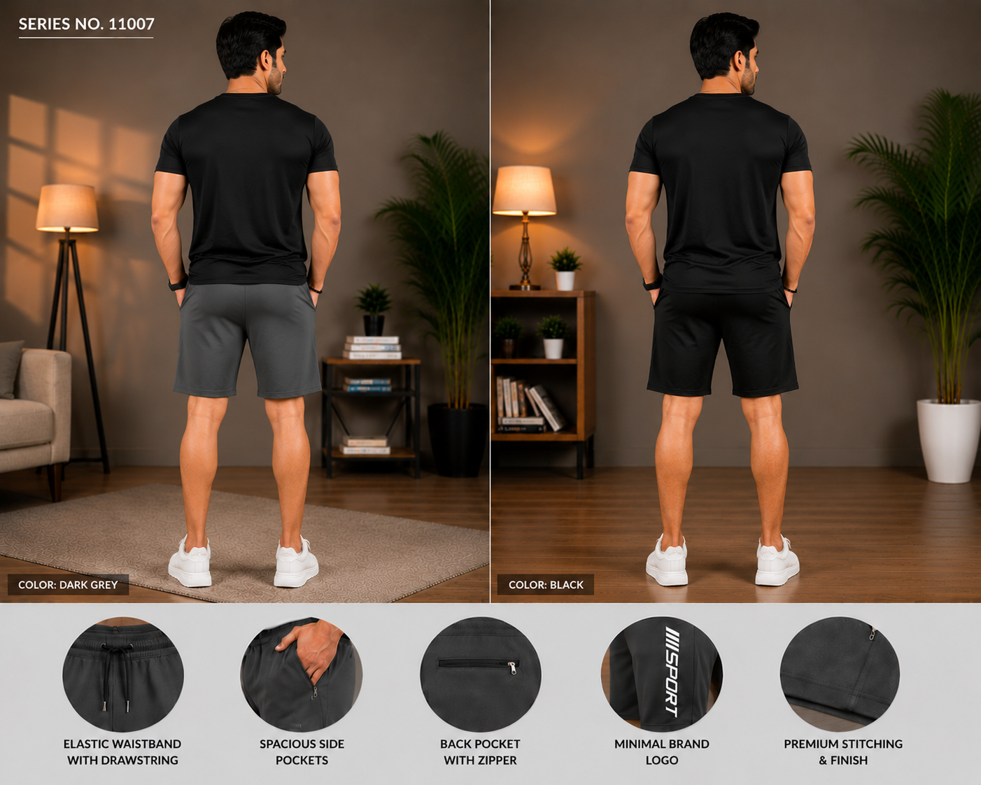 YJ FASHION Men's Premium Sport Dry Fit Shorts With Zip Pocket