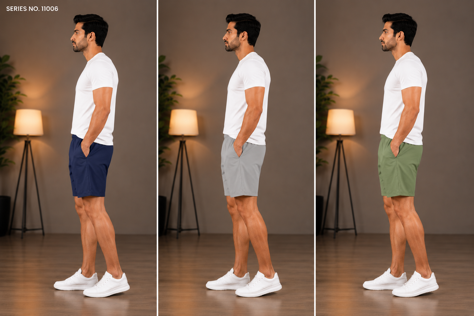 YJ FASHION Men's Solid Dry Fit Sports Shorts Pack Of 3