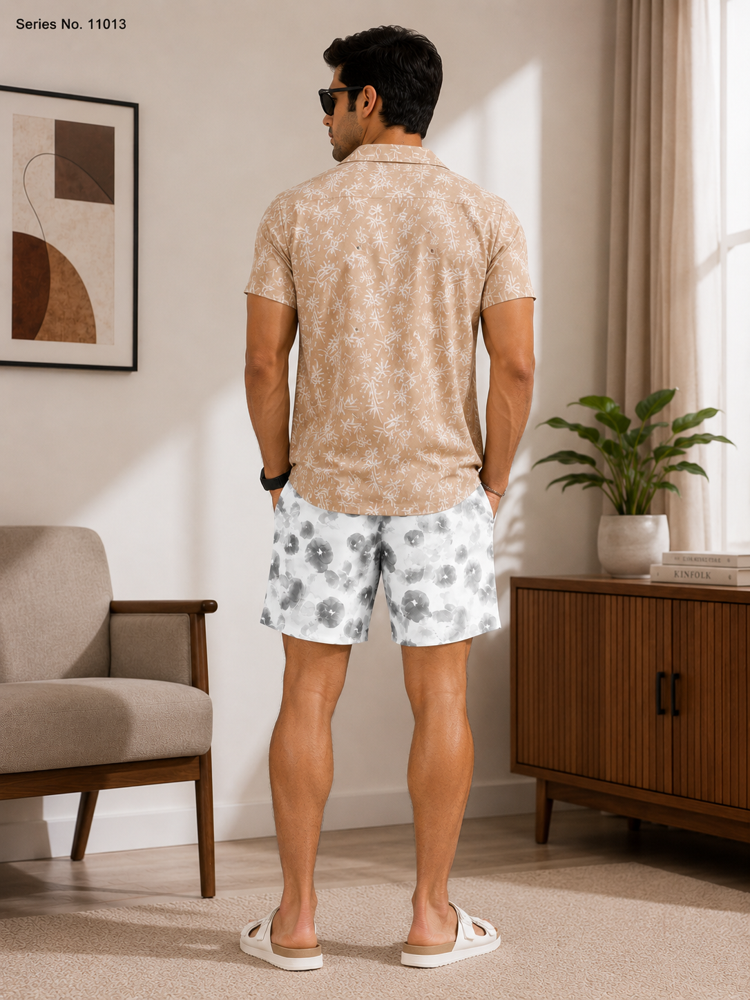 YJ FASHION Men's Floral Print Beach Shorts With Pockets