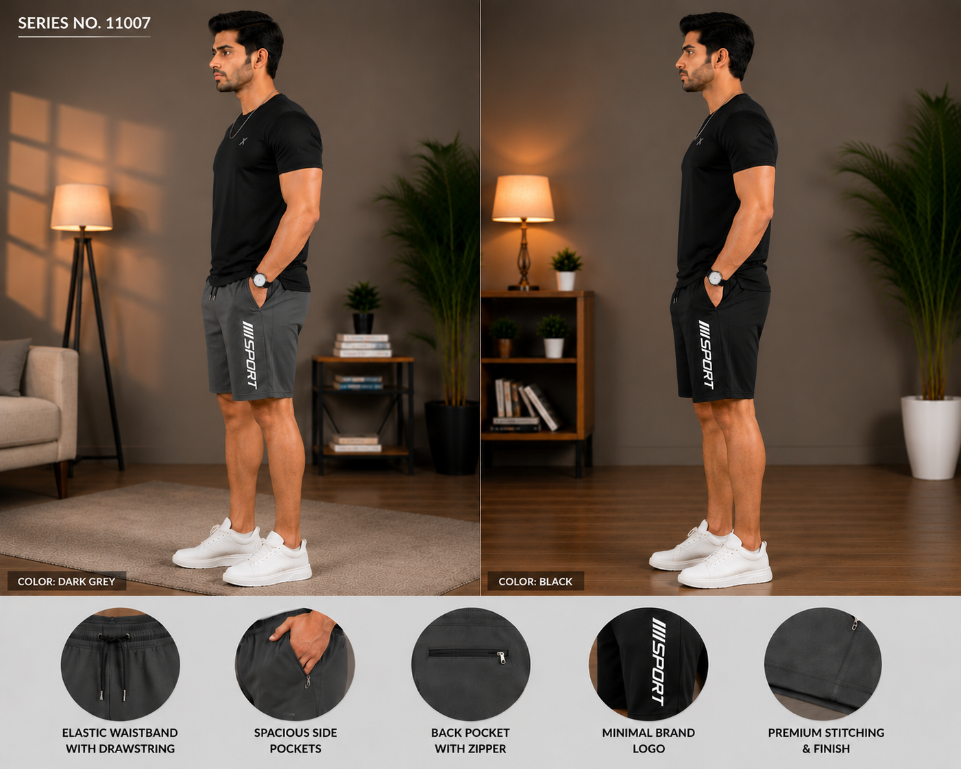YJ FASHION Men's Premium Sport Dry Fit Shorts With Zip Pocket