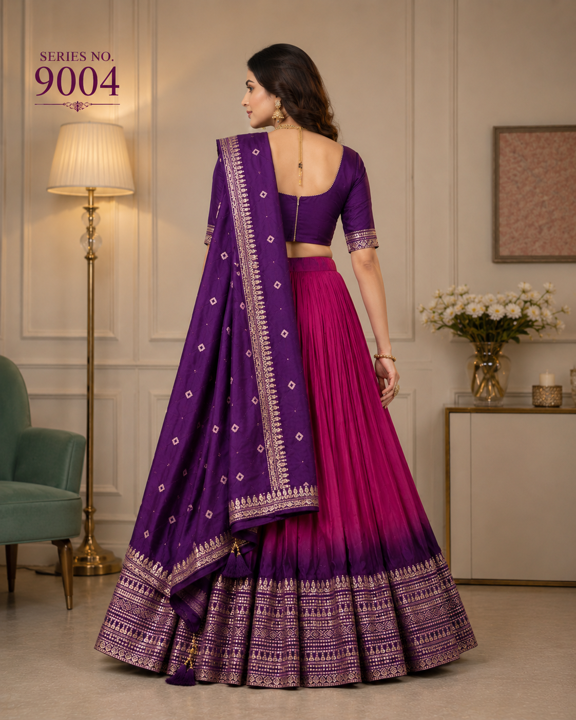 YJ FASHION Pink Banarasi Silk Lehenga Choli