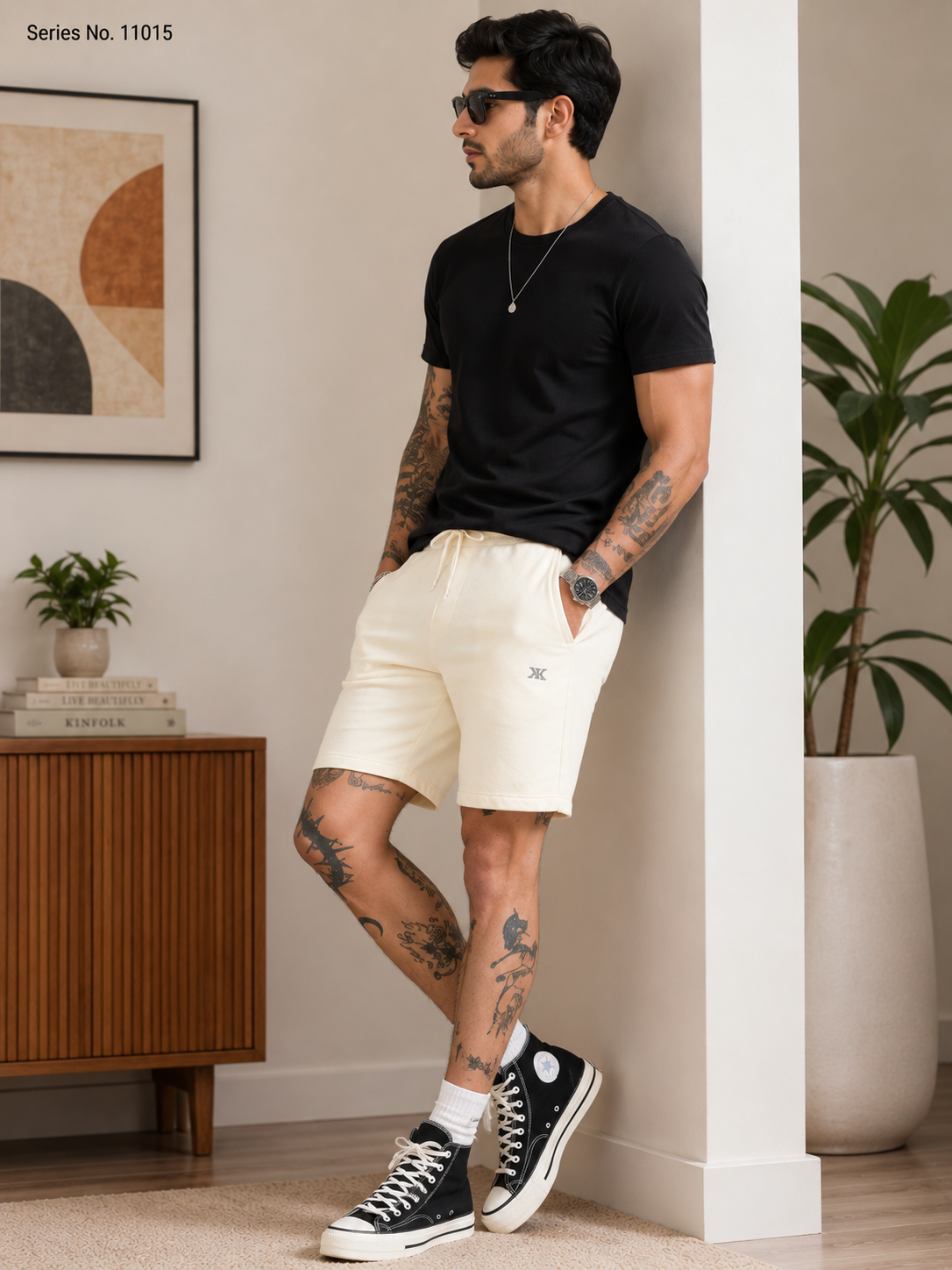 YJ FASHION Men's Solid Cotton Fleece Regular Fit Shorts