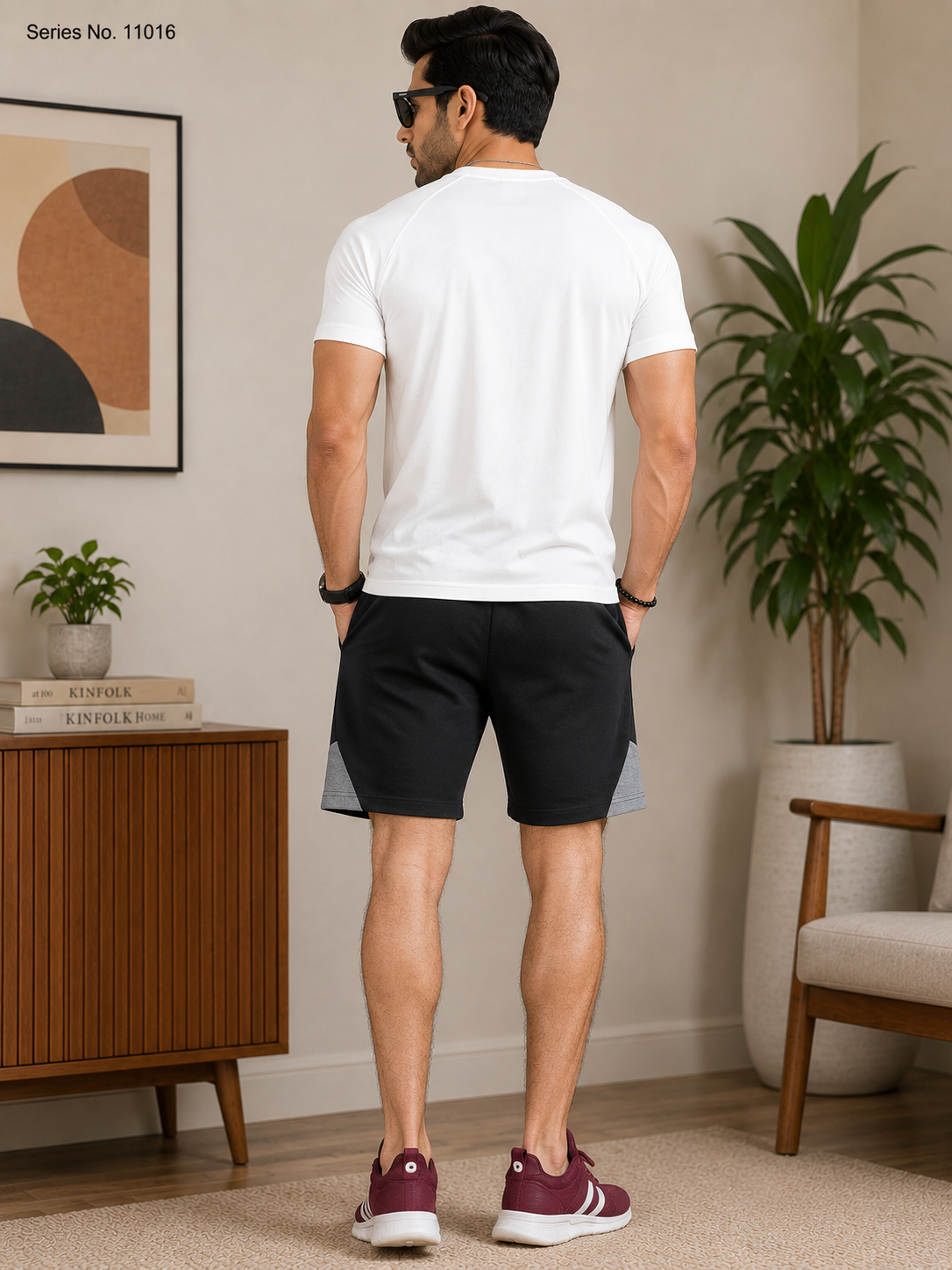 YJ FASHION Men's Colourblock Casual Shorts With Ribbed Waistband