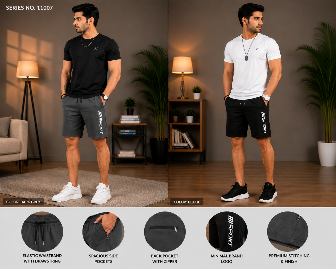 YJ FASHION Men's Premium Sport Dry Fit Shorts With Zip Pocket