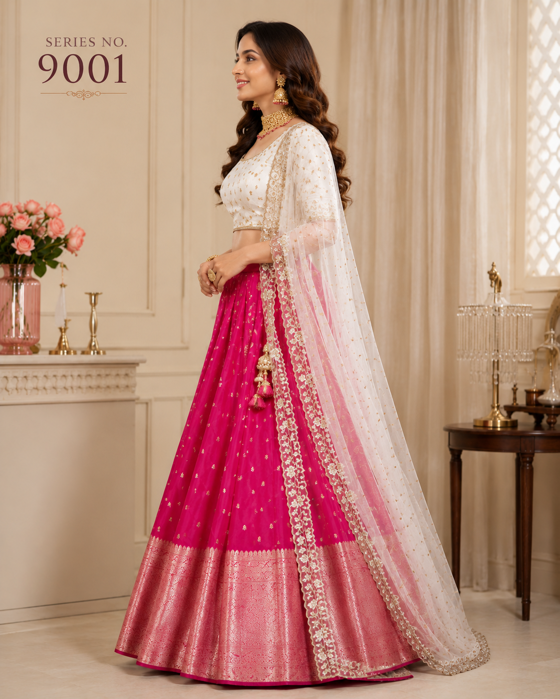 YJ FASHION Pink Banarasi Silk Lehenga Choli With Embroidered Dupatta