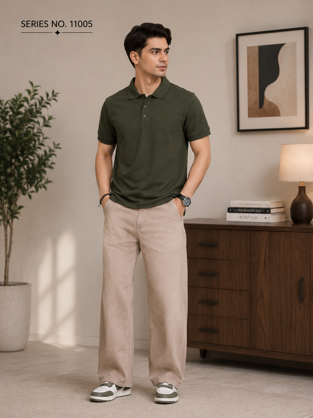 YJ FASHION Men's Solid Cotton Polo Collar T-Shirt