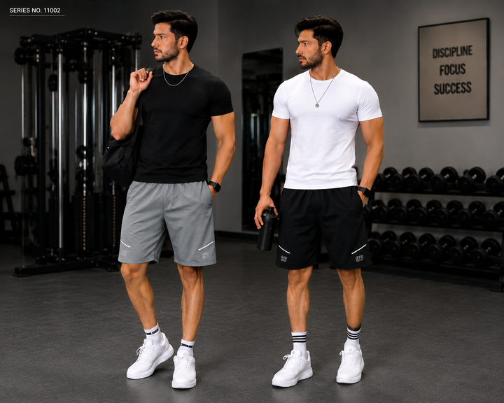 YJ FASHION Men's Premium Cotton Printed Gym Shorts