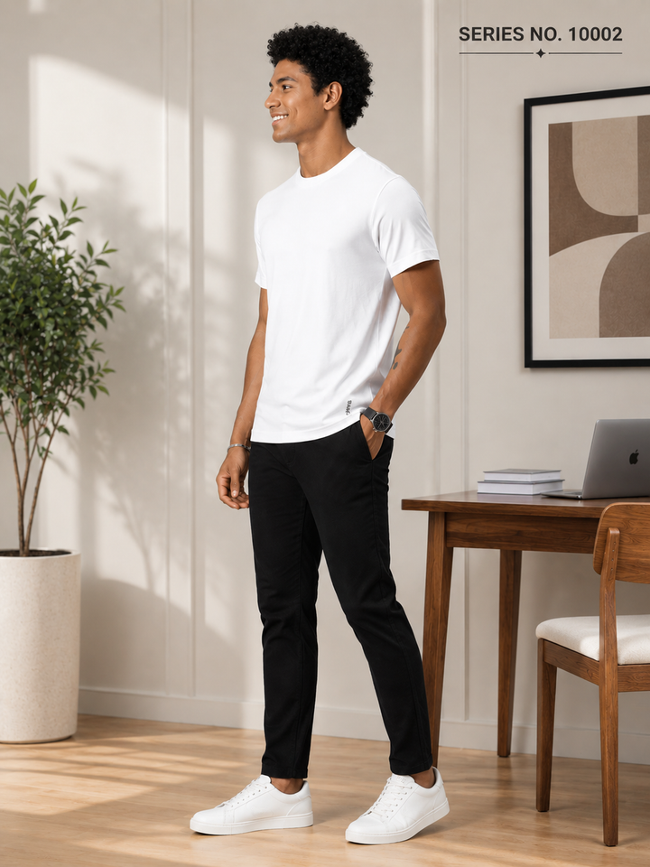 YJ FASHION Men's Solid Round Neck Cotton T-Shirt