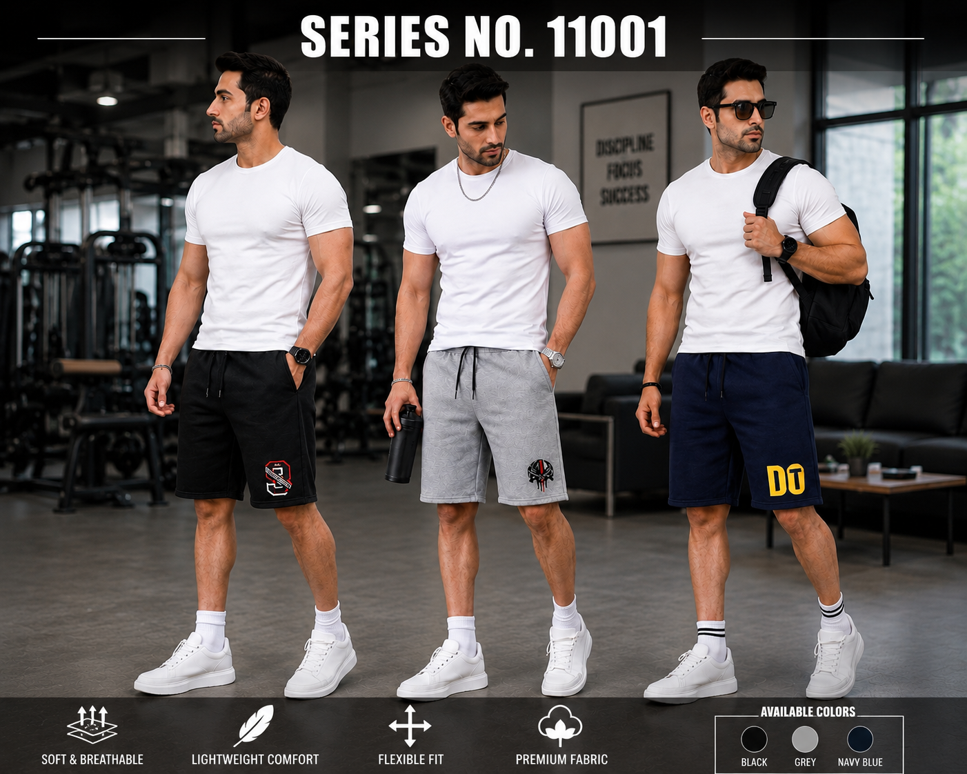 YJ FASHION Men's Premium Cotton Printed Gym Shorts