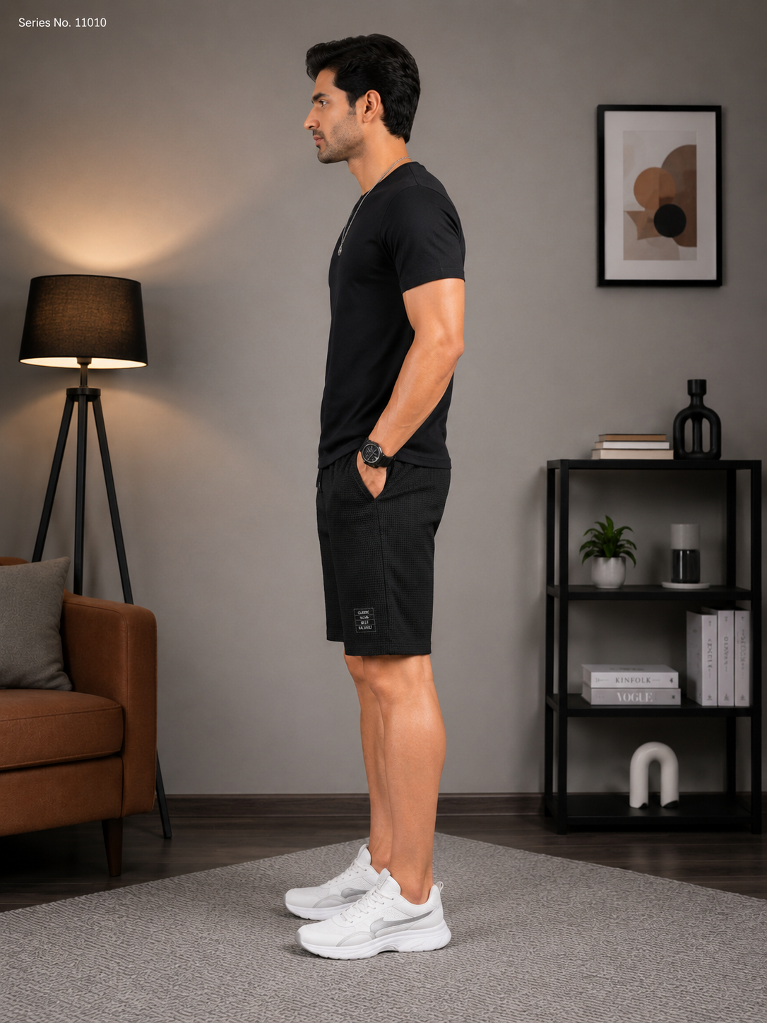 YJ FASHION Men's Waffle Knit Casual Shorts With Drawstring