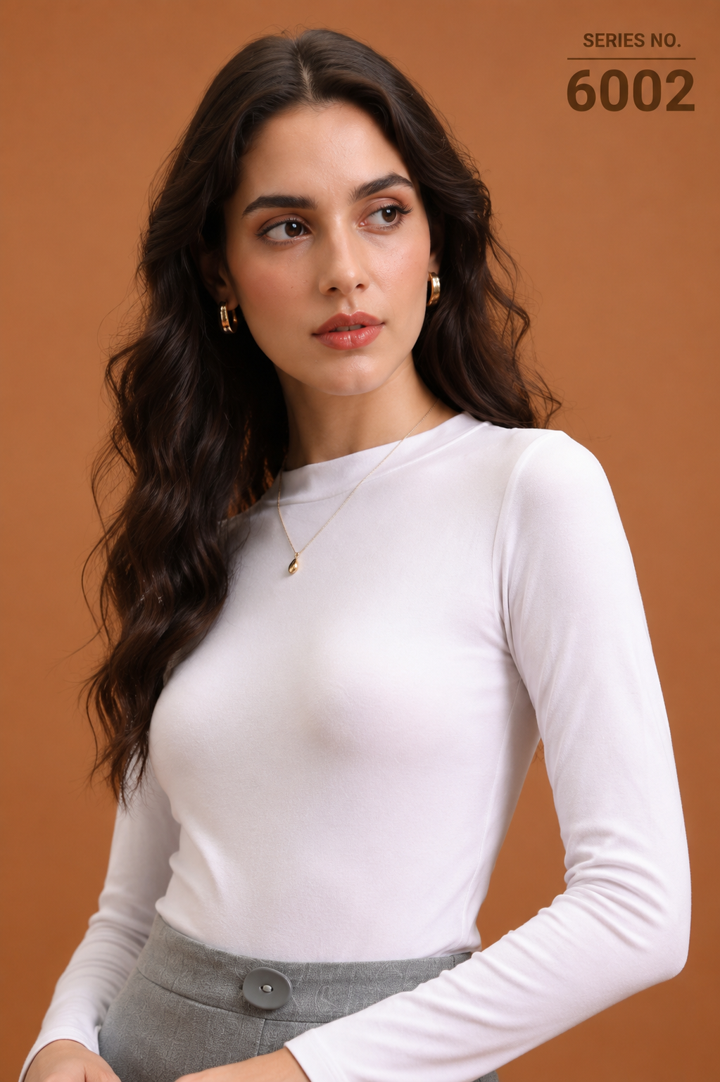 YJ FASHION White Ribbed Full Sleeve Top with Grey Button Mini Skirt Set - Series 6002
