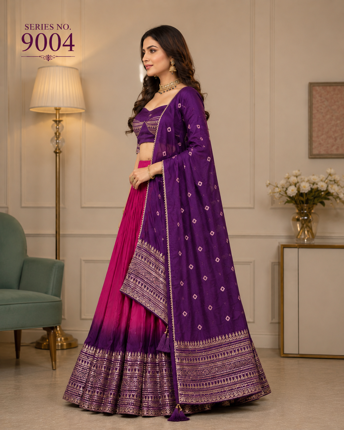 YJ FASHION Pink Banarasi Silk Lehenga Choli